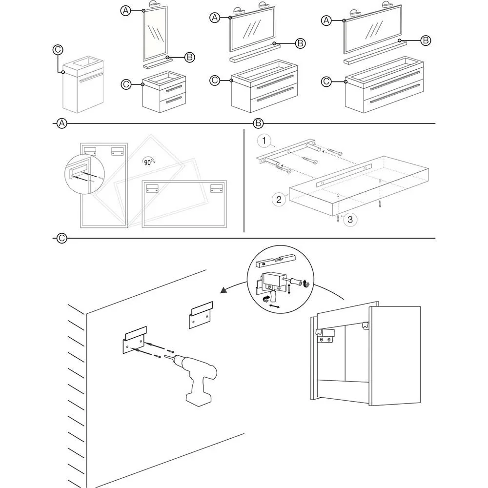 Badezimmermöbel Force 100 cm - Gris - 4
