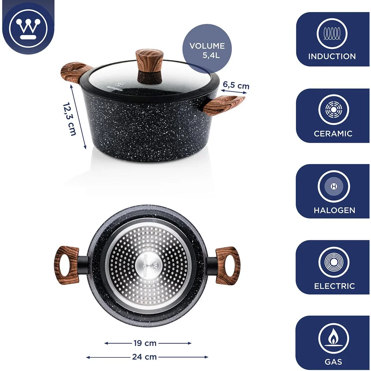 Black Marble Wood - Kochtopf 24 cm und Bratpfanne 28 cm - Schwarz - 1