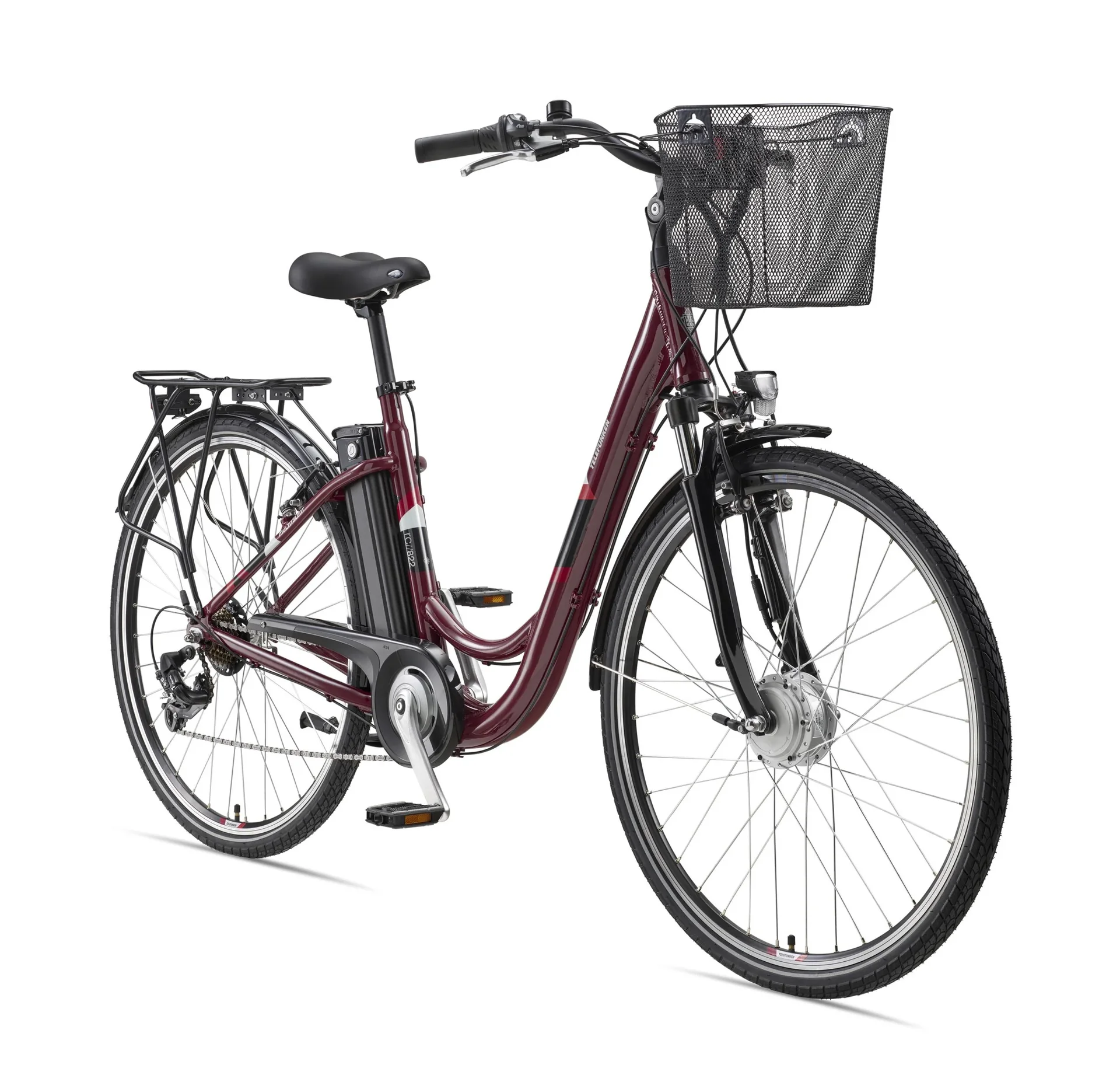 Unisex Alu-City E-Bike, 28 Zoll, 7-Gang Kettenschaltung, weinrot, Multitalent RC822 - 1