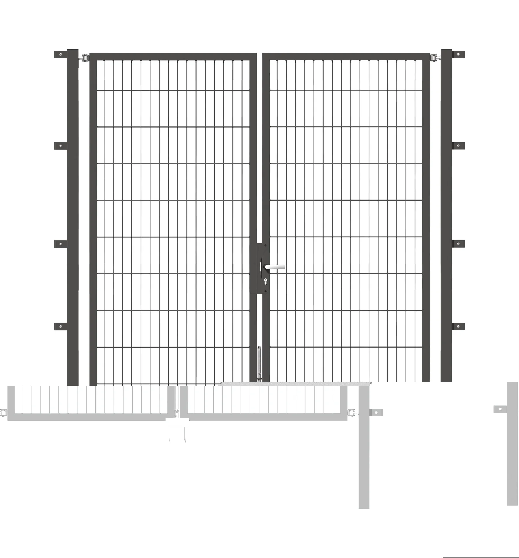 Doppeltor Flexo mit Zubehör, anthrazit, Breite 200 cm, Höhe 200 cm, PF: 60x60 cm - 0