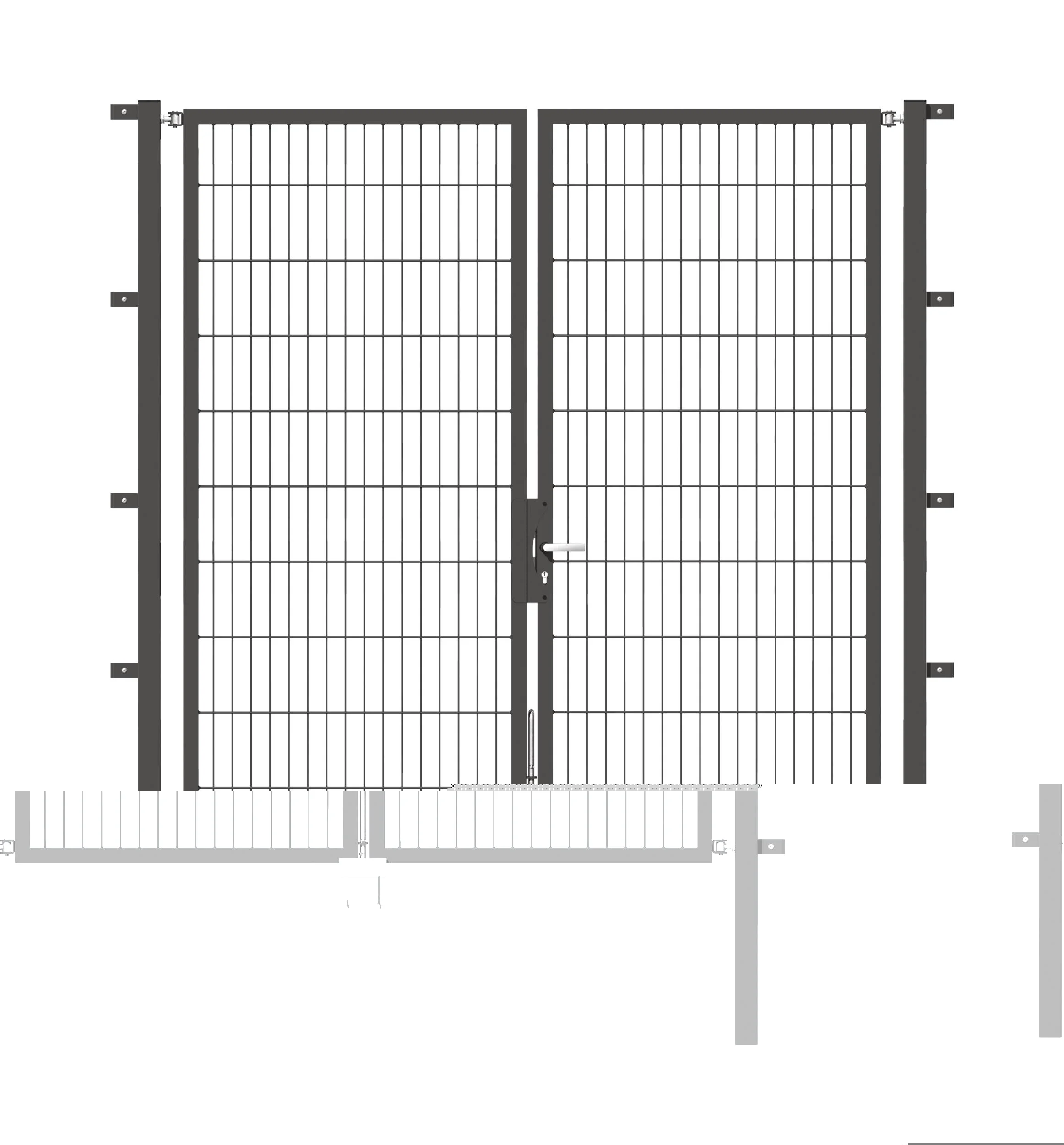 Doppeltor Flexo mit Zubehör, anthrazit, Breite 200 cm, Höhe 200 cm, PF: 60x60 cm - 0