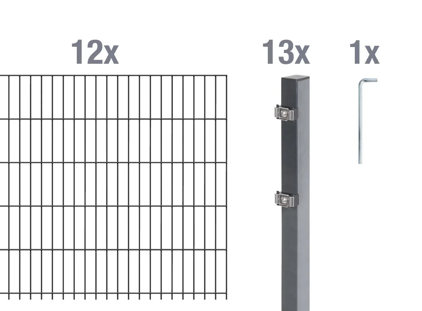 Doppelstabmattenzaun Komplettset, anthrazit, Höhe 100 cm, Länge 24 m - 2