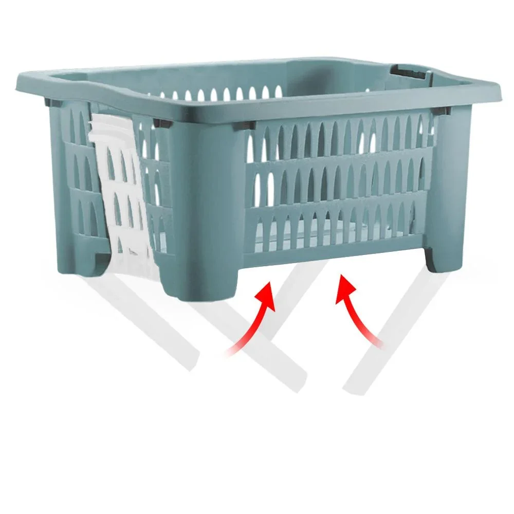 Wäschekorb mit Klappbeinen blau - 1