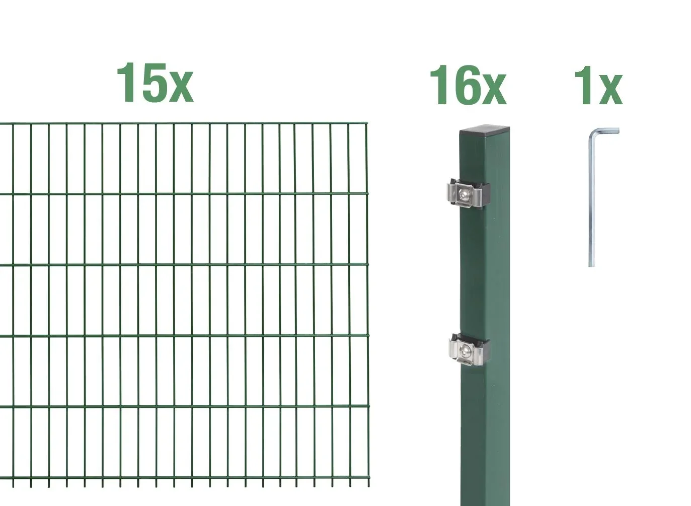 Doppelstabmattenzaun Komplettset, grün, Höhe 120 cm, Länge 30 m - 3
