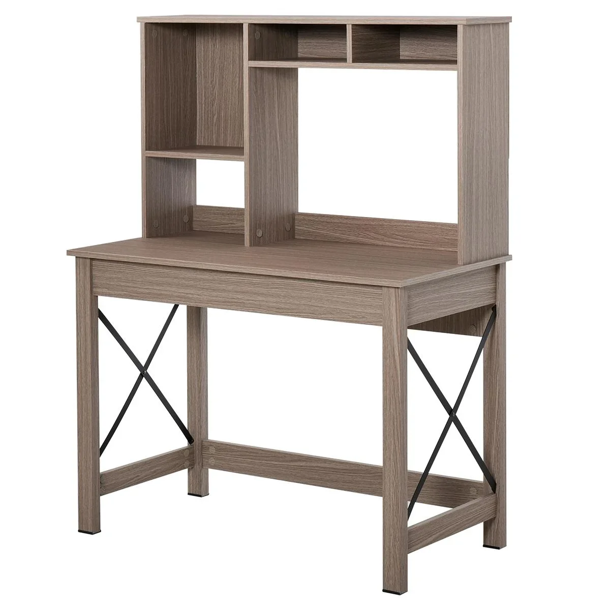 Schreibtisch mit 4 kleine Bücherregal aus Spanplatte platzsparend und geeignet für Schlafzimmer Büro Natur 105 x 50 x 13 - 0