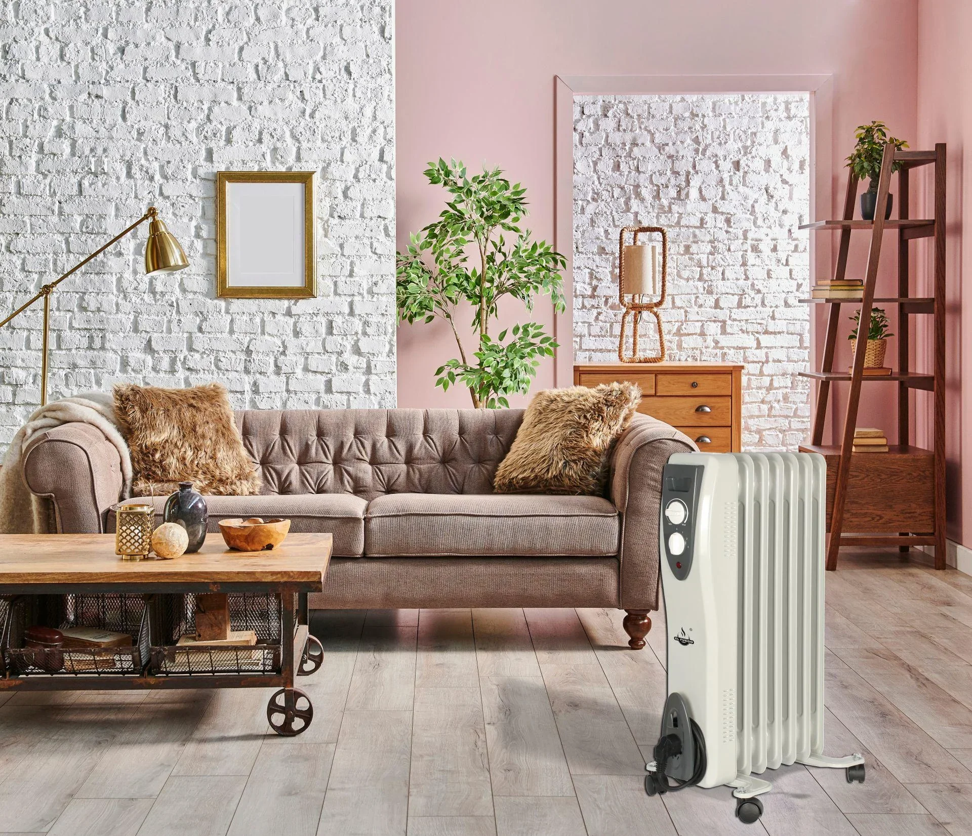 Mobiler Ölradiator, weiß, 7 Rippen - 5