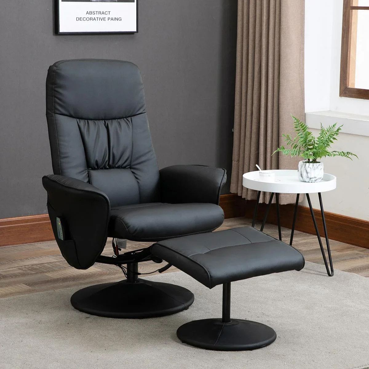 Massagesessel mit Fußhocker Relaxsessel Massagesessel TV-Sessel145°-Neigung Kunstleder Schwarz 76 x 81 x 105 cm - 0