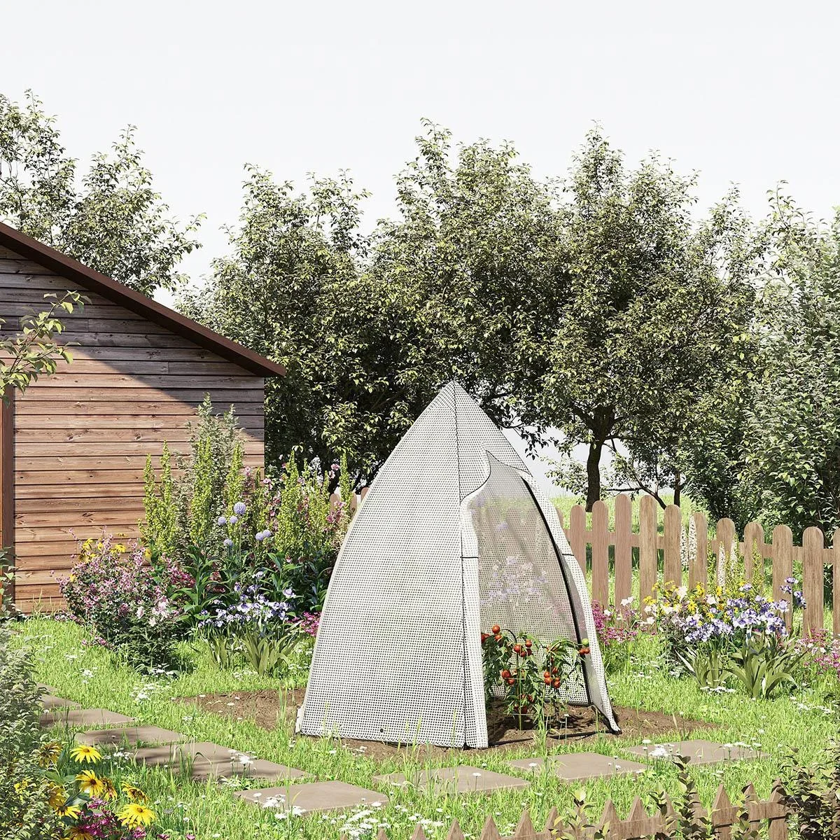 Wintergartenzelt für Pflanzen - Roll-up Garten - Weiß - 160 x 138 x 180 cm - 1