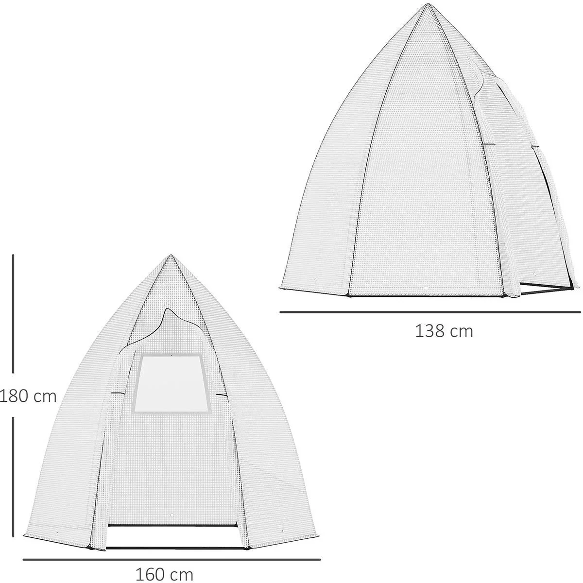 Wintergartenzelt für Pflanzen - Roll-up Garten - Weiß - 160 x 138 x 180 cm - 2