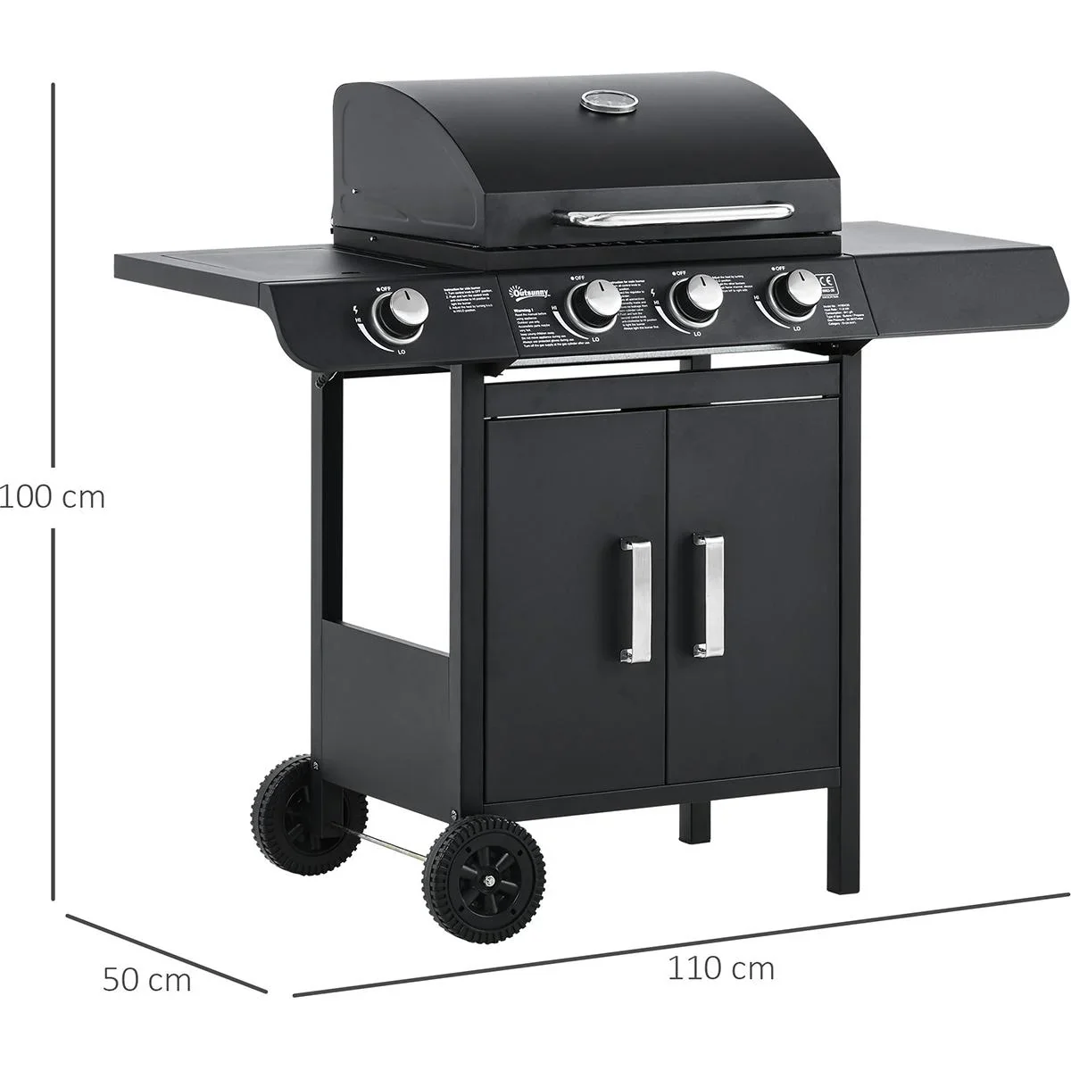 Grillwagen mit 4 Brennern schwarz - 3