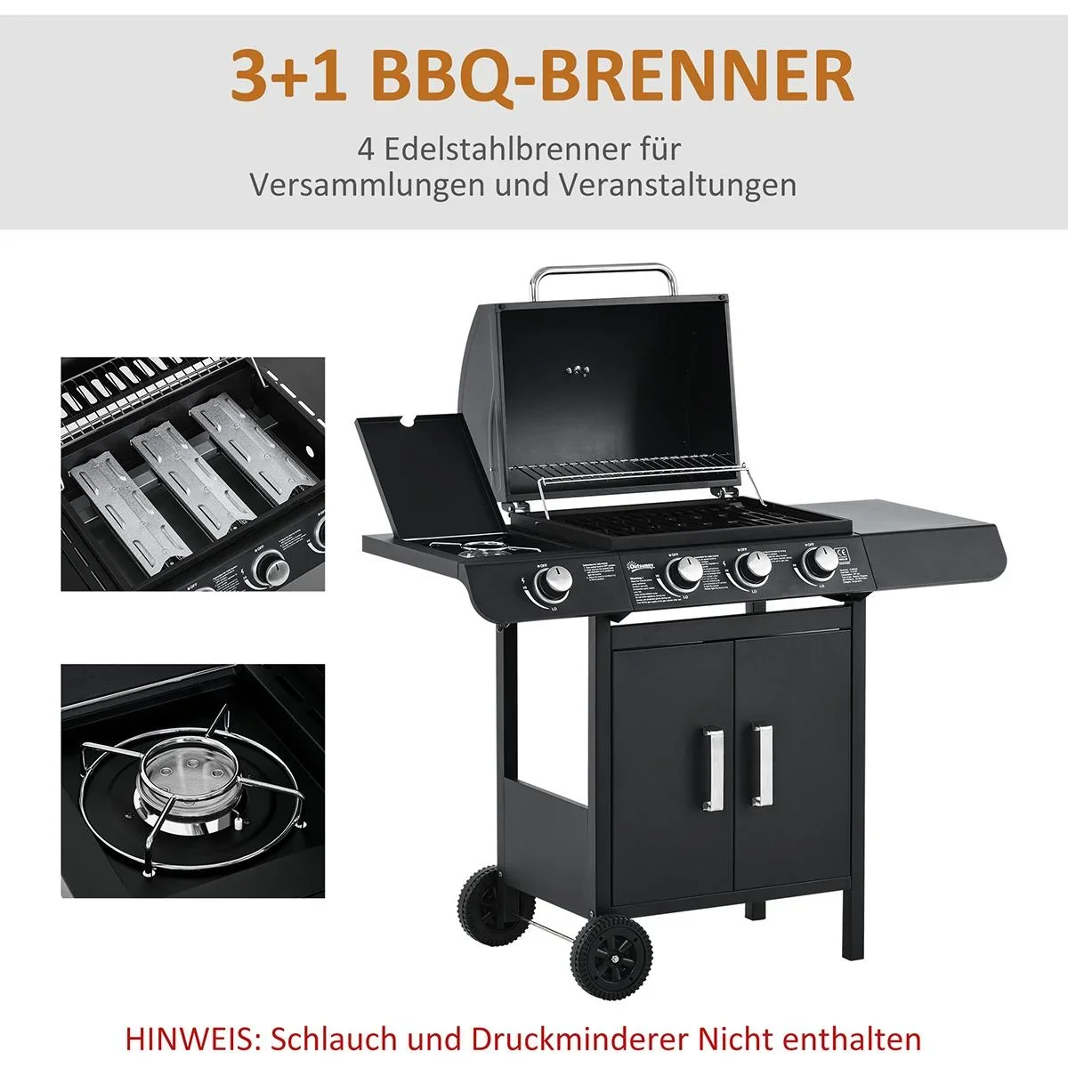 Grillwagen mit 4 Brennern schwarz - 5