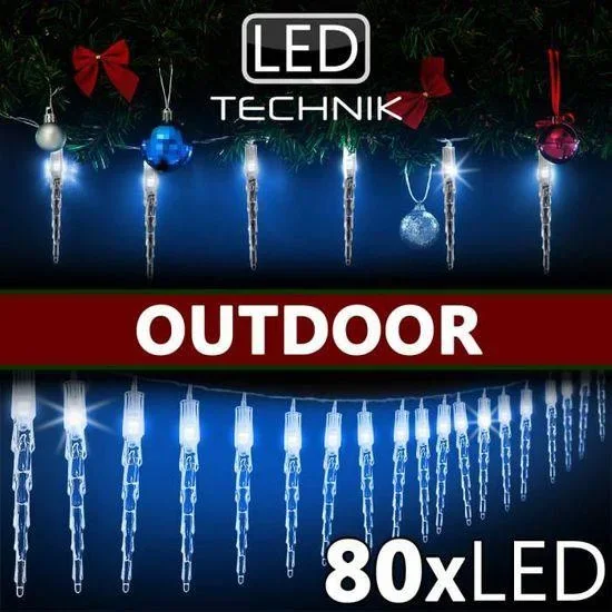 Weihnachtslichterkette Eiszapfen 80 LED 13m - 0