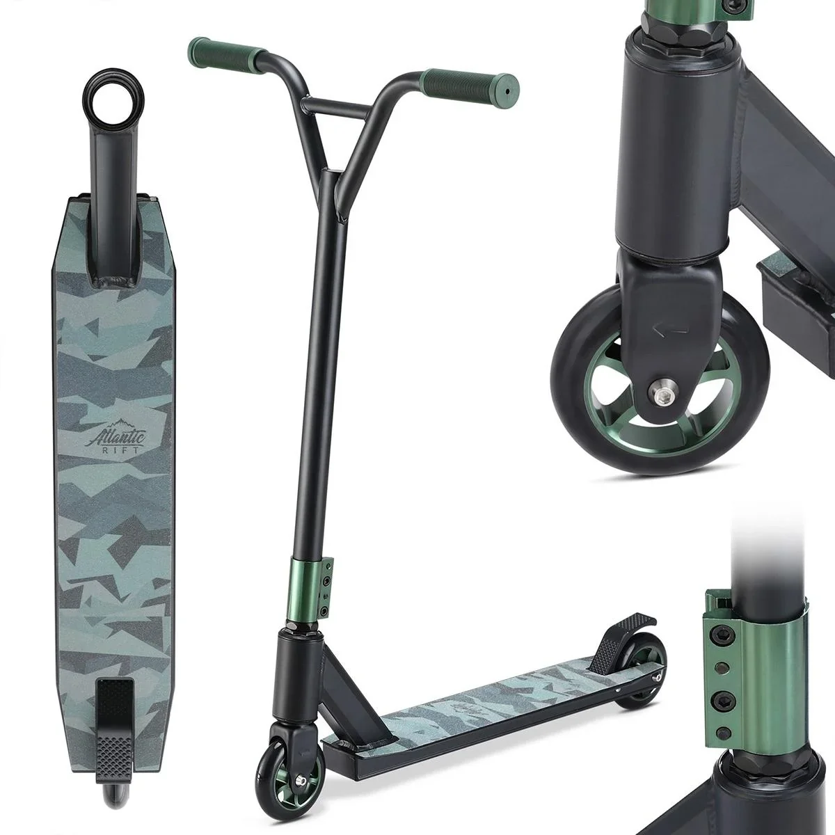 Premium Stunt Scooter - Camouflage / Grün - ABEC 9 - Aluminium - 0