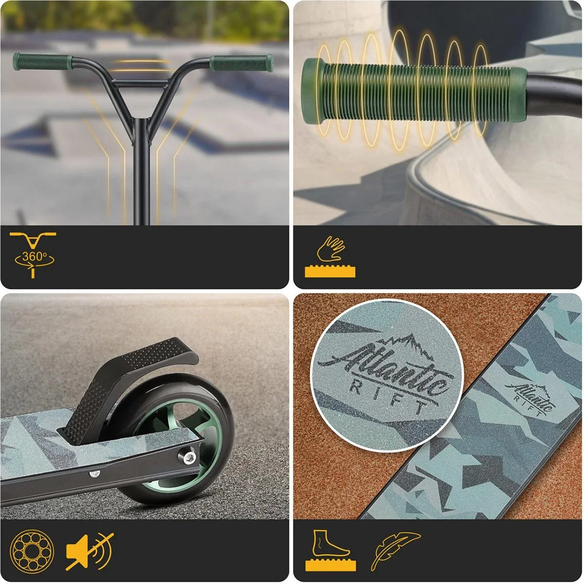 Premium Stunt Scooter - Camouflage / Grün - ABEC 9 - Aluminium - 1