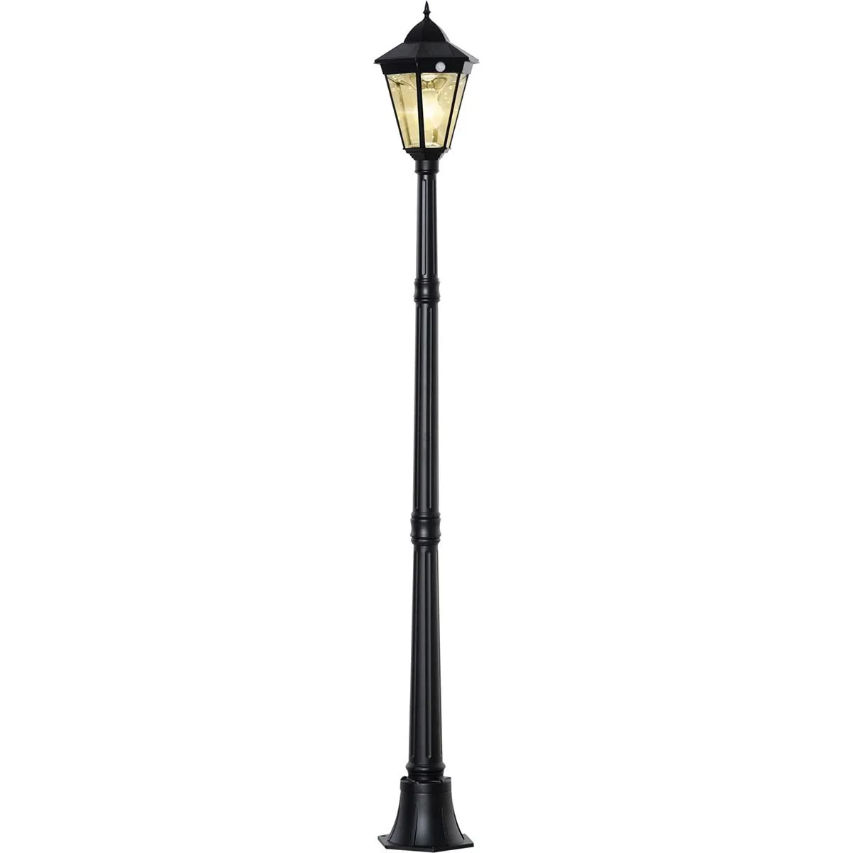 Solar Lampenmast - 19 LEDs - 130 Lumen - 3000K - Schwarz - 22 x 22 x 194 cm - 1