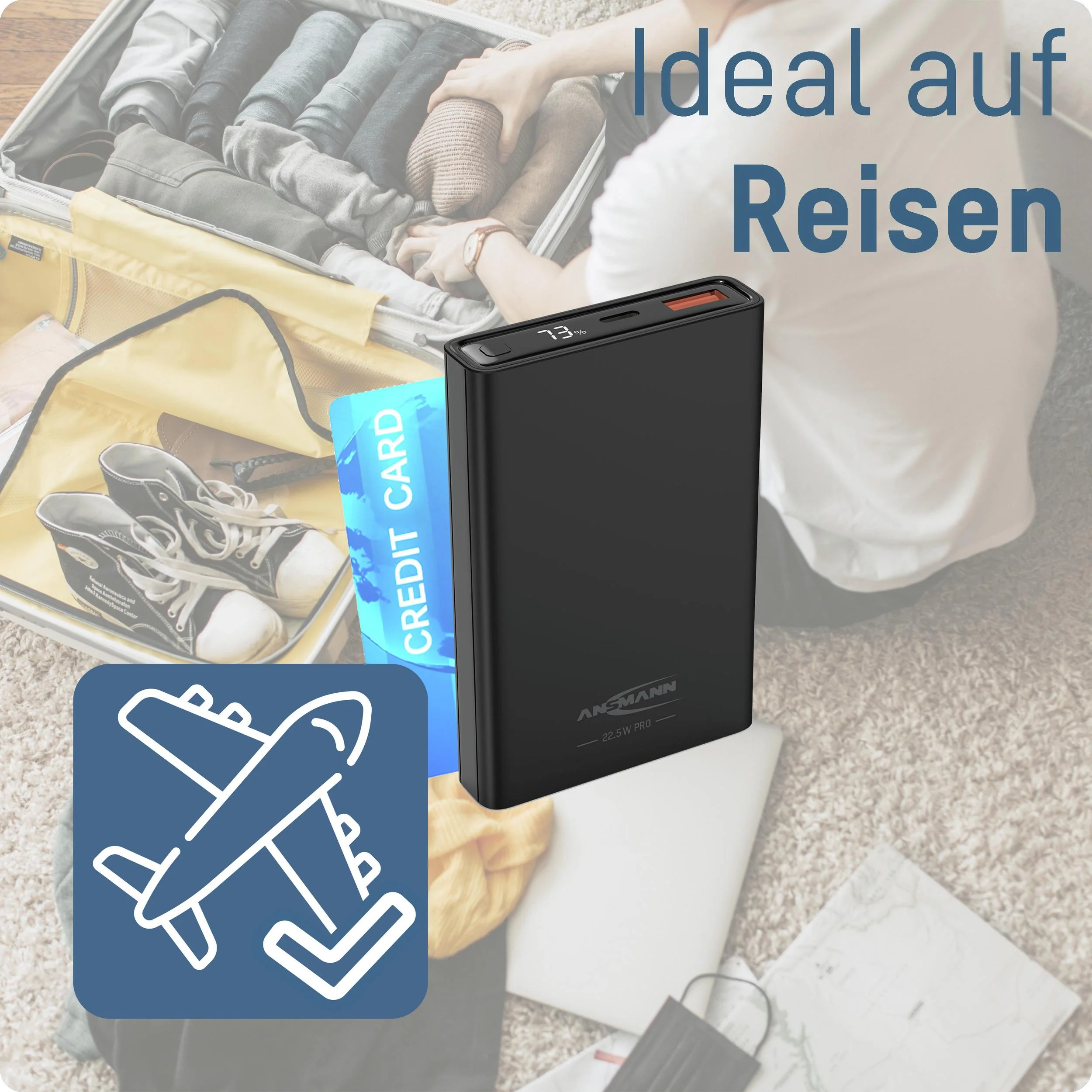 Powerbank 10000 PS222PD, Quick Charg 3.0 und Huawei Supercharge - schwarz - 2
