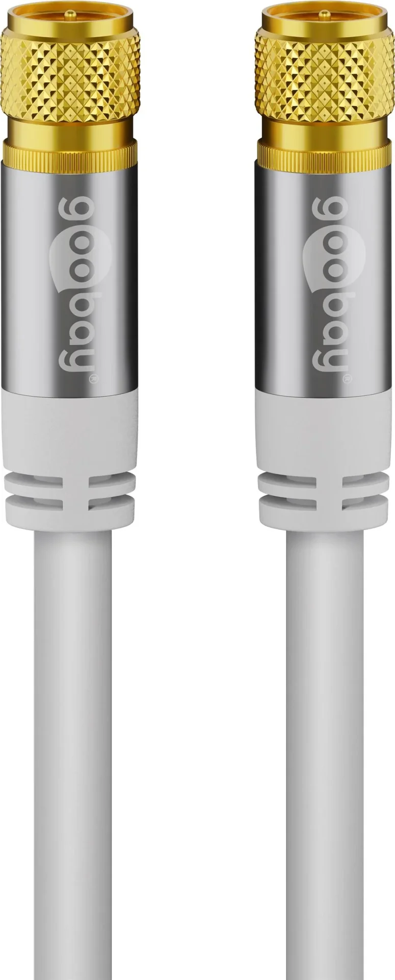 SAT Antennenkabel 135 dB, 4x geschirmt, 1 m, Weiß - vergoldet, F-Stecker > F-Stecker (70598) - 1