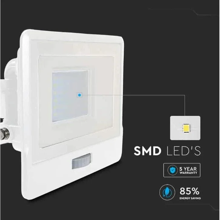 VT-138S LED-Flutlicht mit Sensor - 30 W - 2340 Lm - 6500K - Weiß - 2