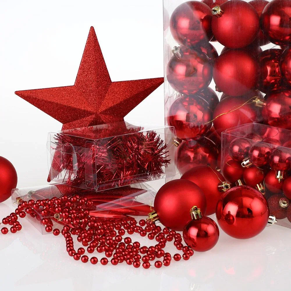Kugeln - Christbaumschmuck - Rot 77 Stück - 1
