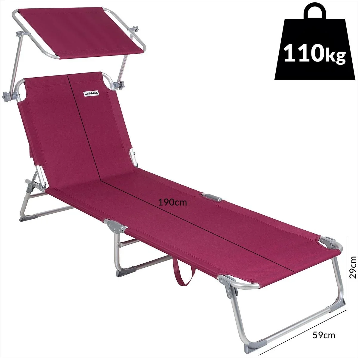 Ibiza Liege - 2er Set - Rotes Aluminium - Inklusive Sonnendach - 0