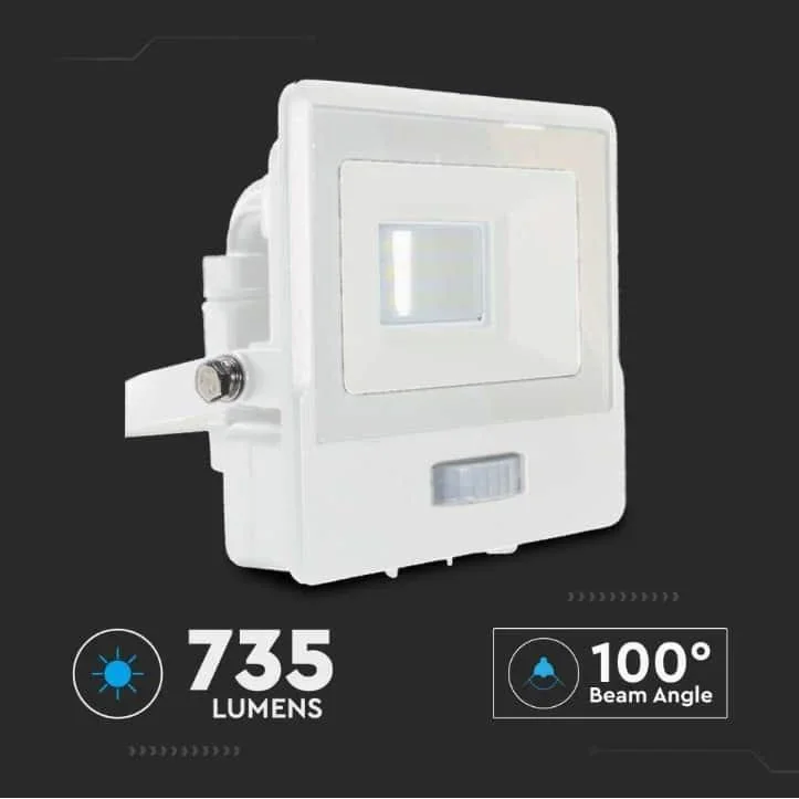 VT-118S LED-Flutlicht mit Sensor - 10 W - 735 Lm - 6500K - Weiß - 0