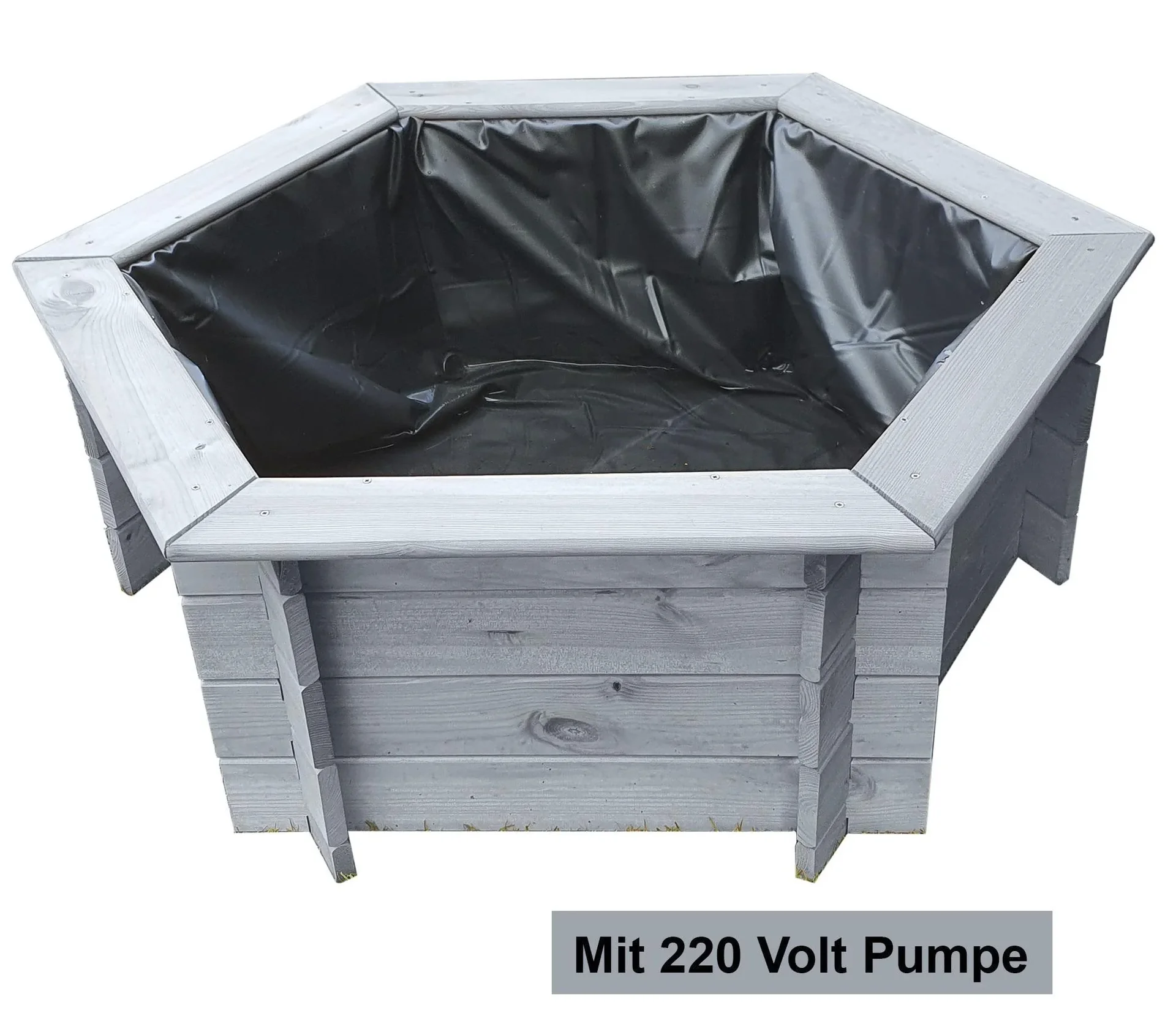 Sechseck-Hochteich 100 cm, grau - 0