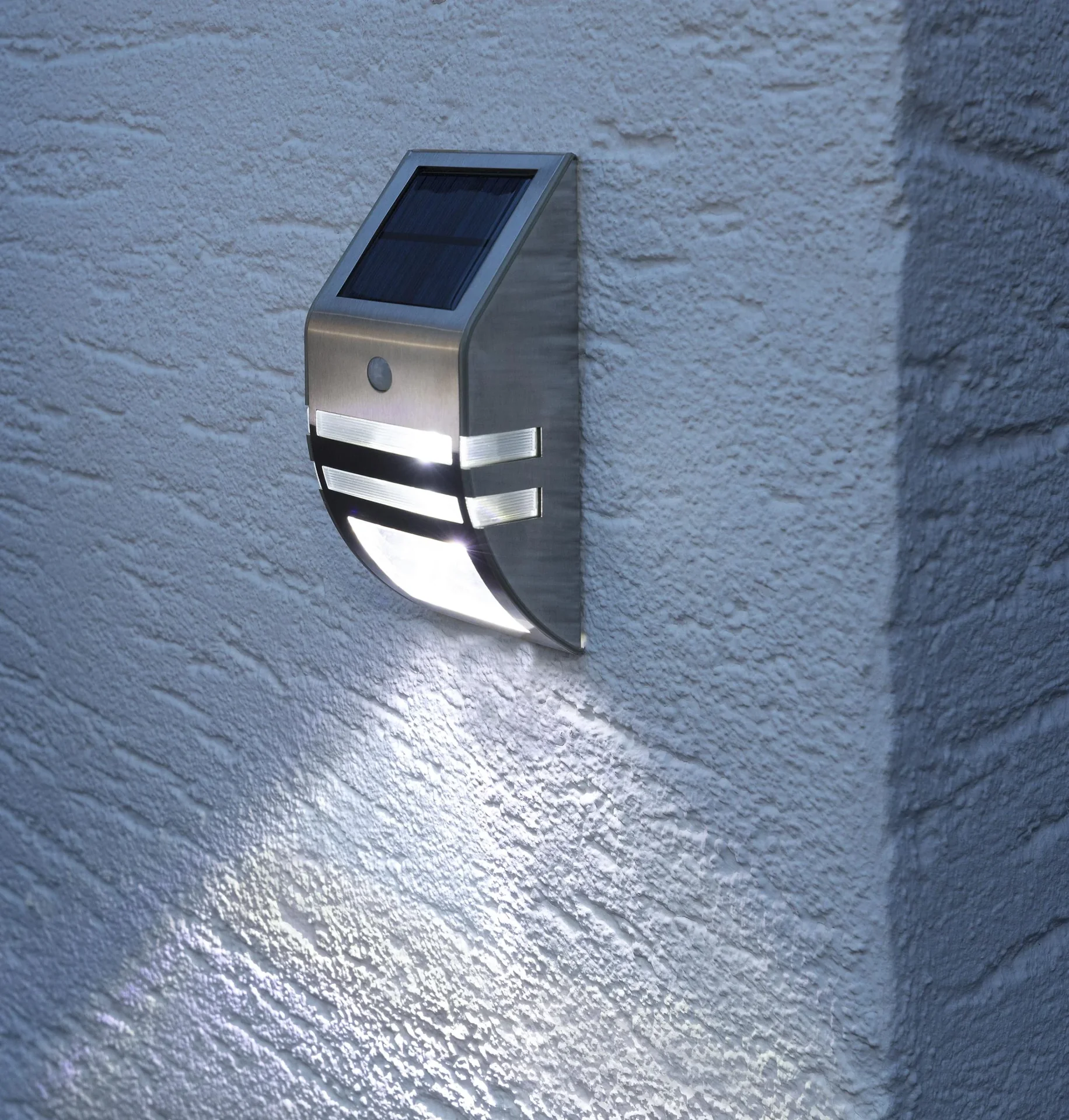 Solar Edelstahl Wandleuchte mit Bewegungsmelder - 1