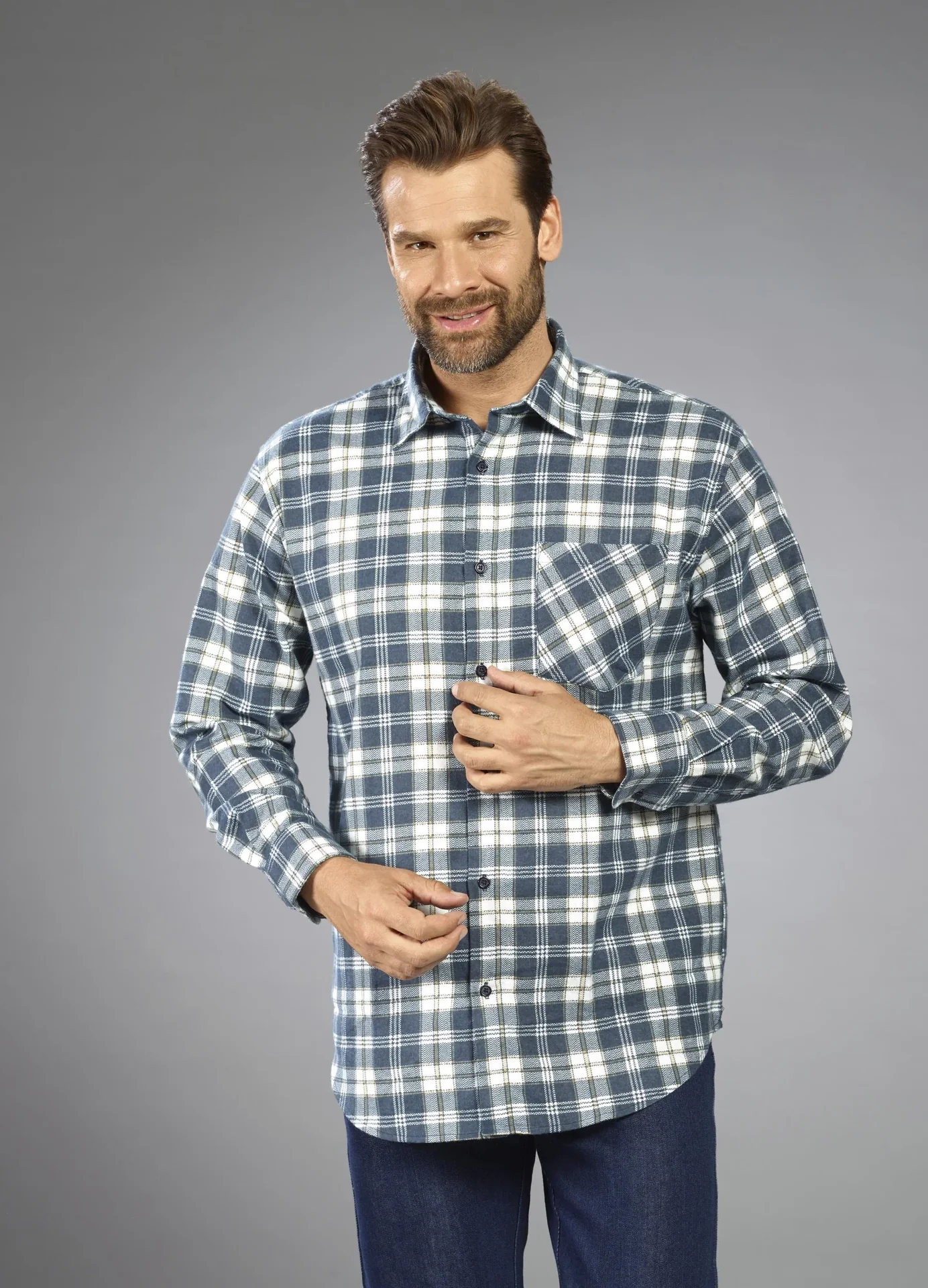Flanellhemd kariert, Länge 85cm, Gr. 39/40, farblich sortiert - 4