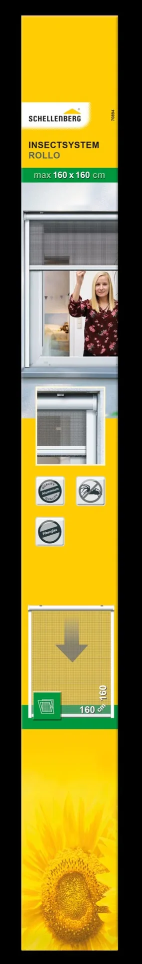 Insektenschutzrollo für Fenster, Farbe weiß, 160 x 160 cm - 0