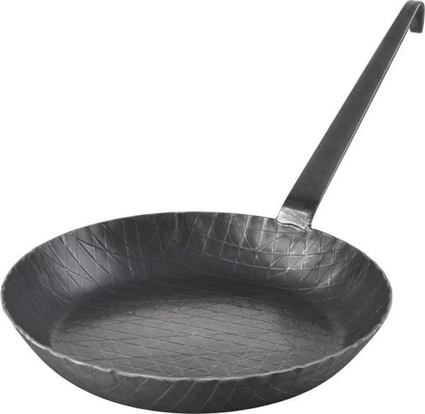 Schmiedeeiserne Bratpfanne, mit hohem Rand und Hakenstiel, Ø 24 x 4 cm - 1