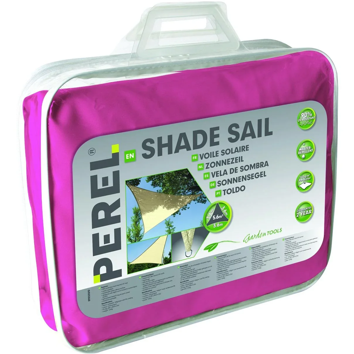 sonnensegel - dreieckig - 3.6 x 3.6 m x 3.6 m - fuchsia - 0