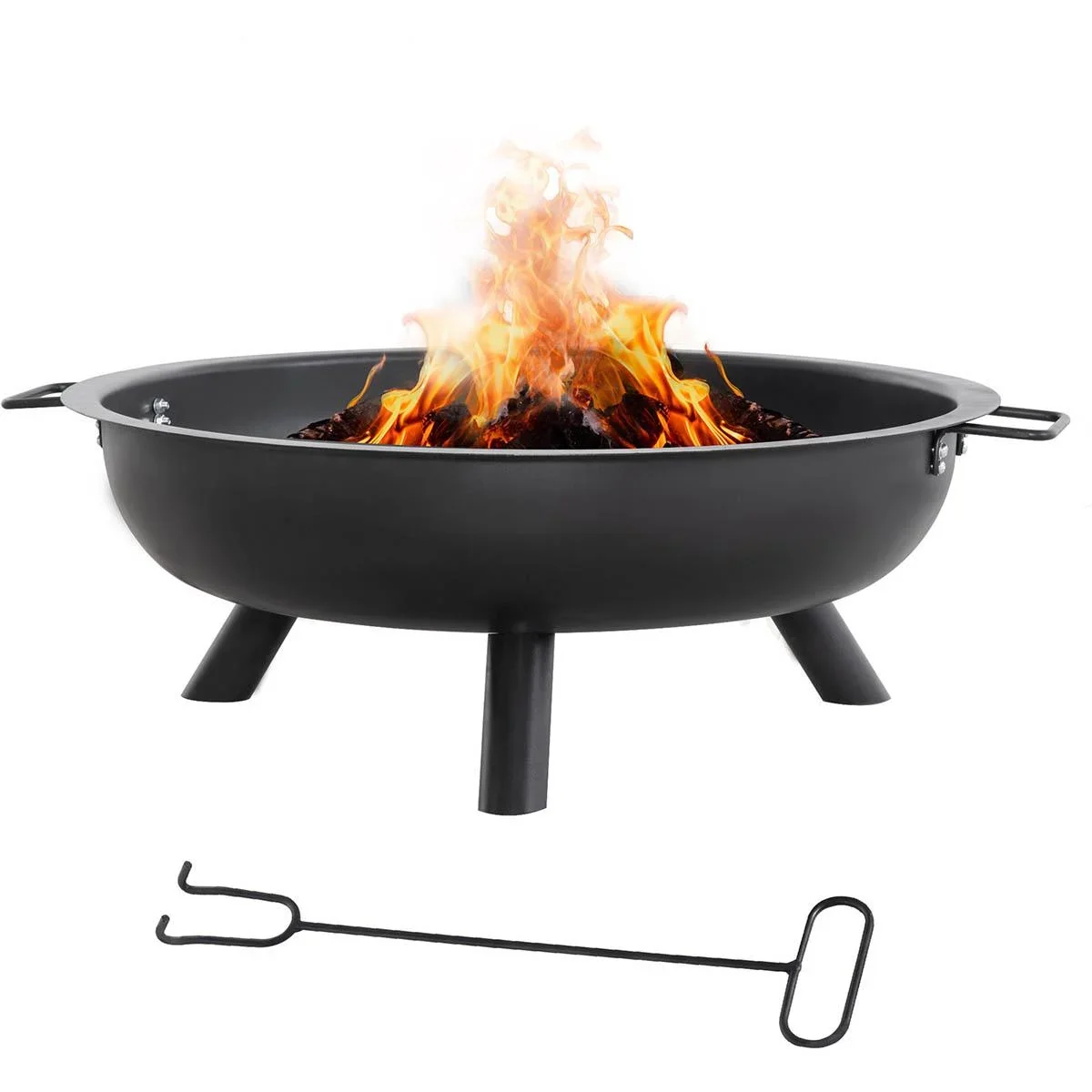 Feuerkorb mit Schürhaken - Stahl - Schwarz - 79 x 69 x 25,5 cm - 1