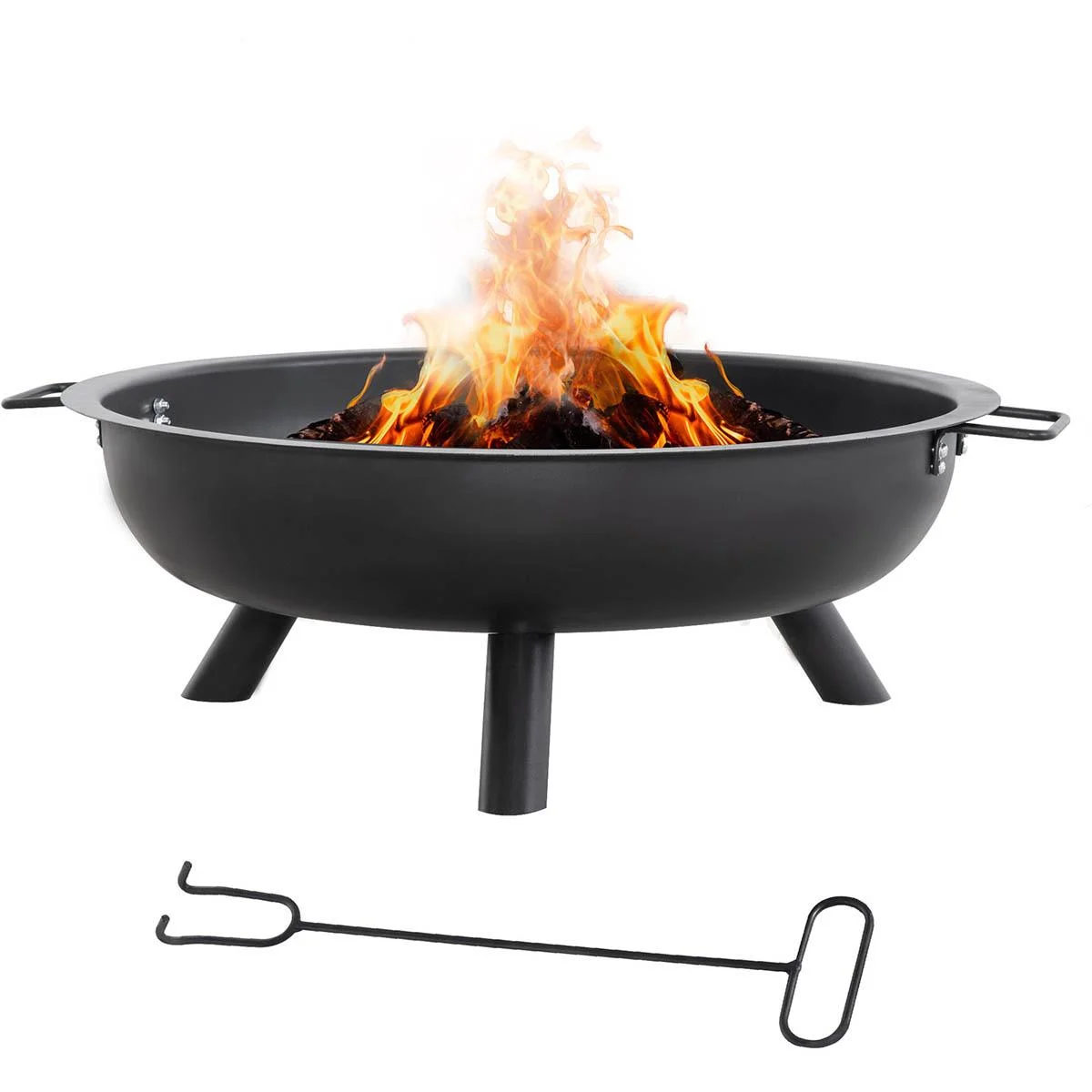 Feuerkorb mit Schürhaken - Stahl - Schwarz - 79 x 69 x 25,5 cm - 1