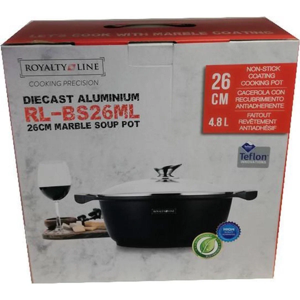 Suppenauflauf aus Marmor - Mit Glasdeckel schwarz - 26 CM - 1