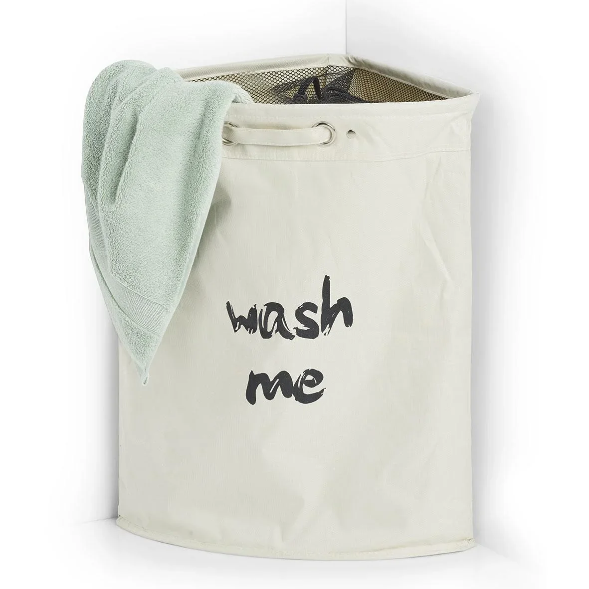 Eck-Wäschesammler "Wash me", Polyester, beige - 1