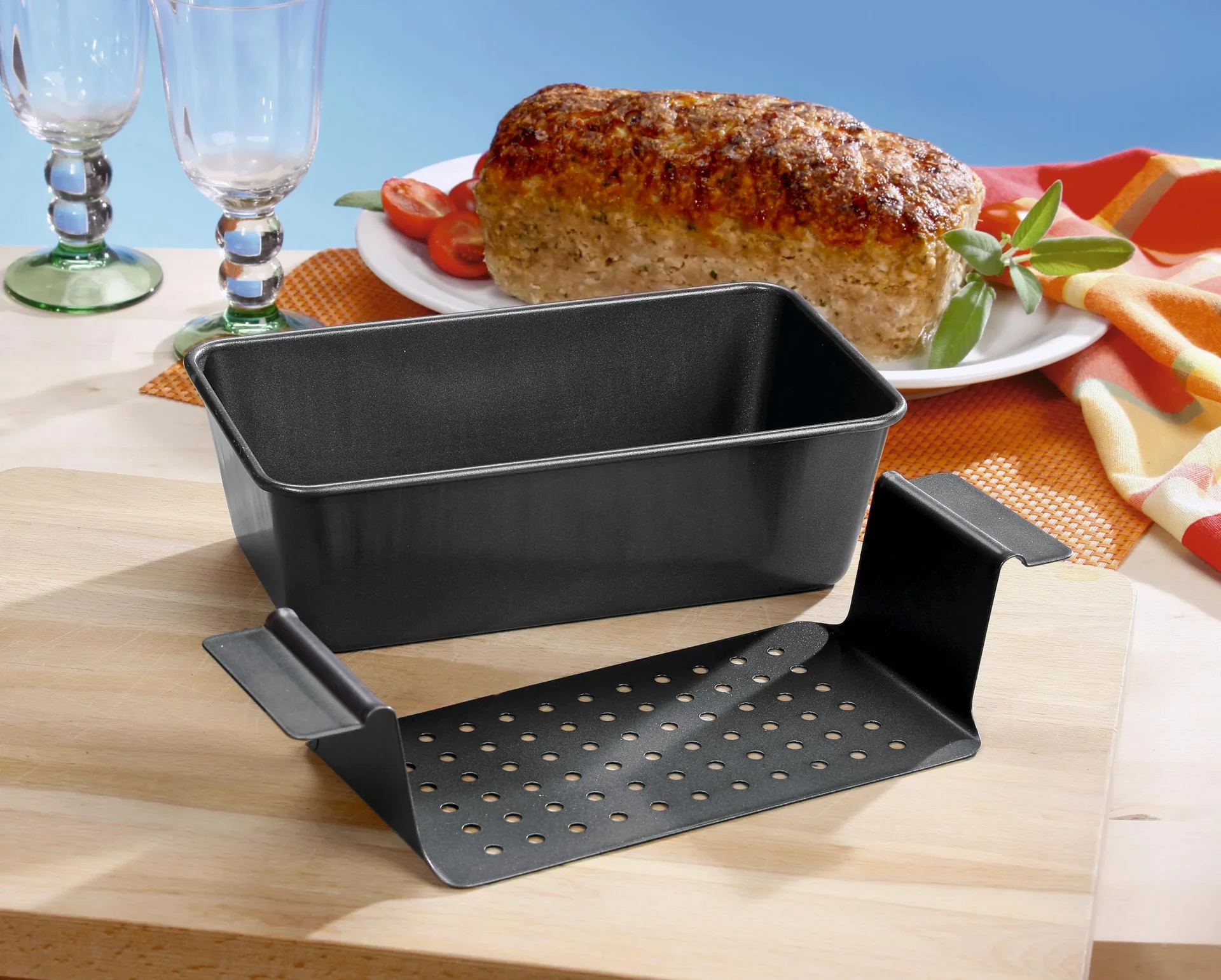 Hackbraten-Form "Profi", mit Fettauffangfunktion, Schwarz, 25 x 14,5 x 7,5 cm - 2