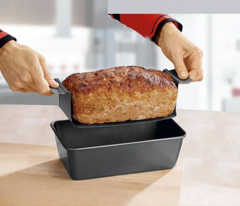 Hackbraten-Form "Profi", mit Fettauffangfunktion, Schwarz, 25 x 14,5 x 7,5 cm - 4