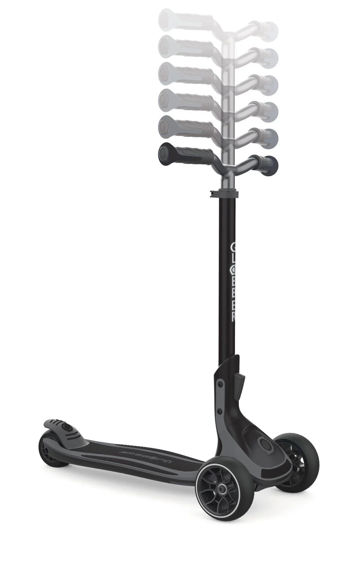 ULTIMUM   Tretroller Kinder Erwachsene, 125/90 mm extra breit, ABEC 7, 3-rädrig, höhenverstellbar, grau - 9
