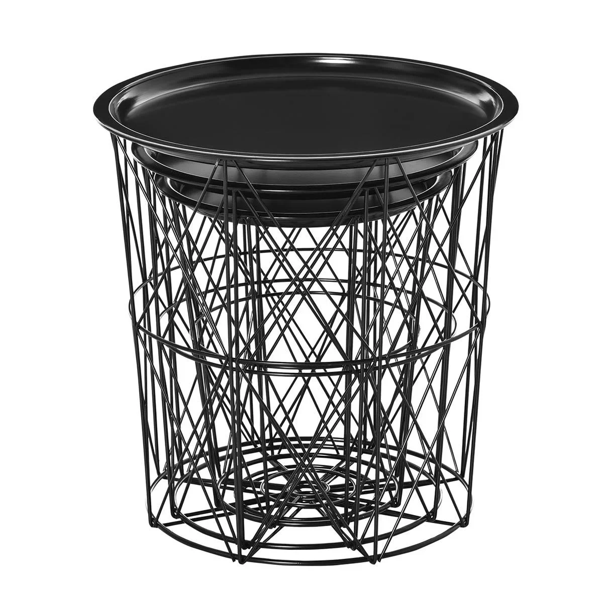 3er-Set Beistelltisch mit Stauraum Nachttisch dekorativer Sofatisch mit abnehmbarem Deckel Korbablage Korbtisch Kaffeeti - 0