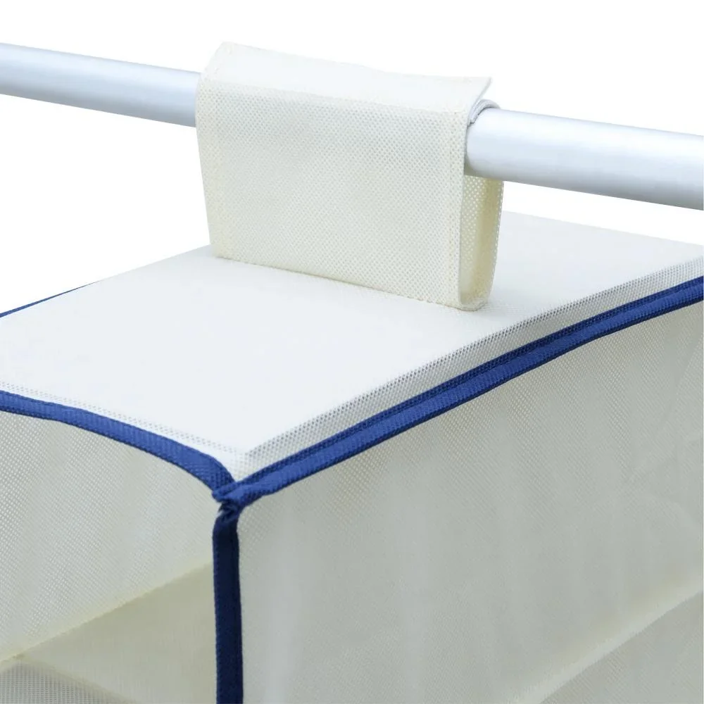 2x Garderobenbügel mit 6 Fächern in beige/blau - 0