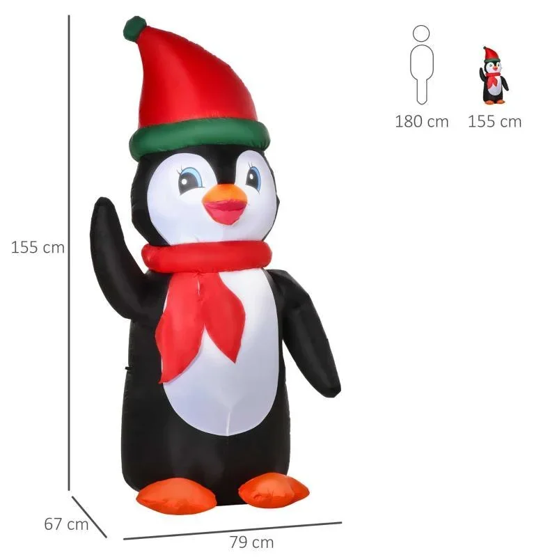 Aufblasbarer Weihnachts-Pinguin 1,6 m Weihnachtsdekoration - 2