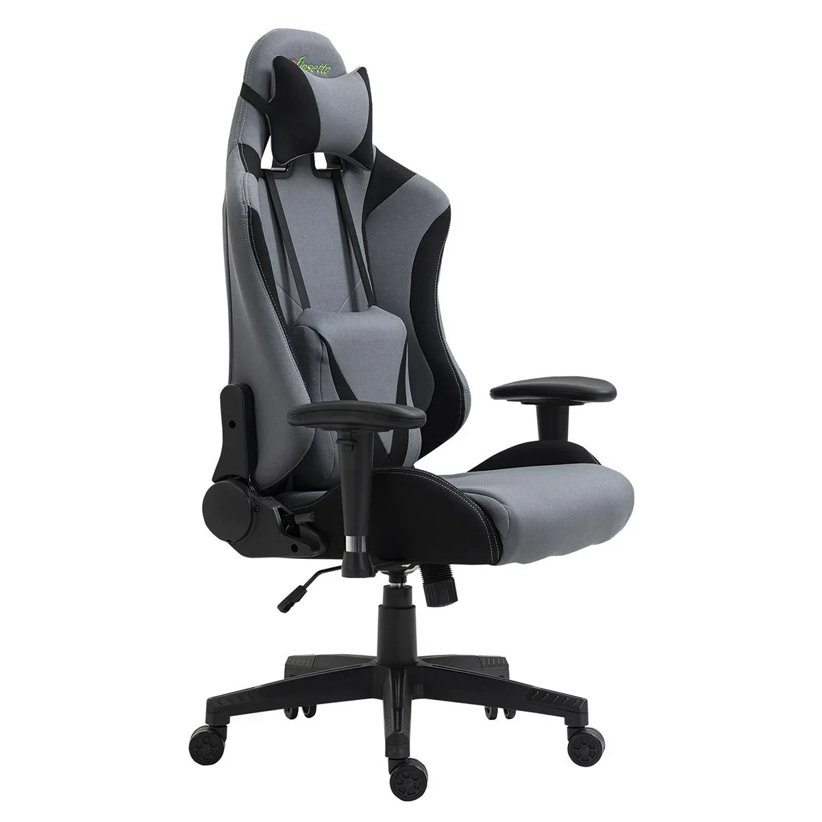 Gaming Stuhl Ergonomischer Bürostuhl Drehstuhl mit Kissen und Rückenlehne verstellbar Schaumstoff Spandex-Gewebe Schwarz - 1