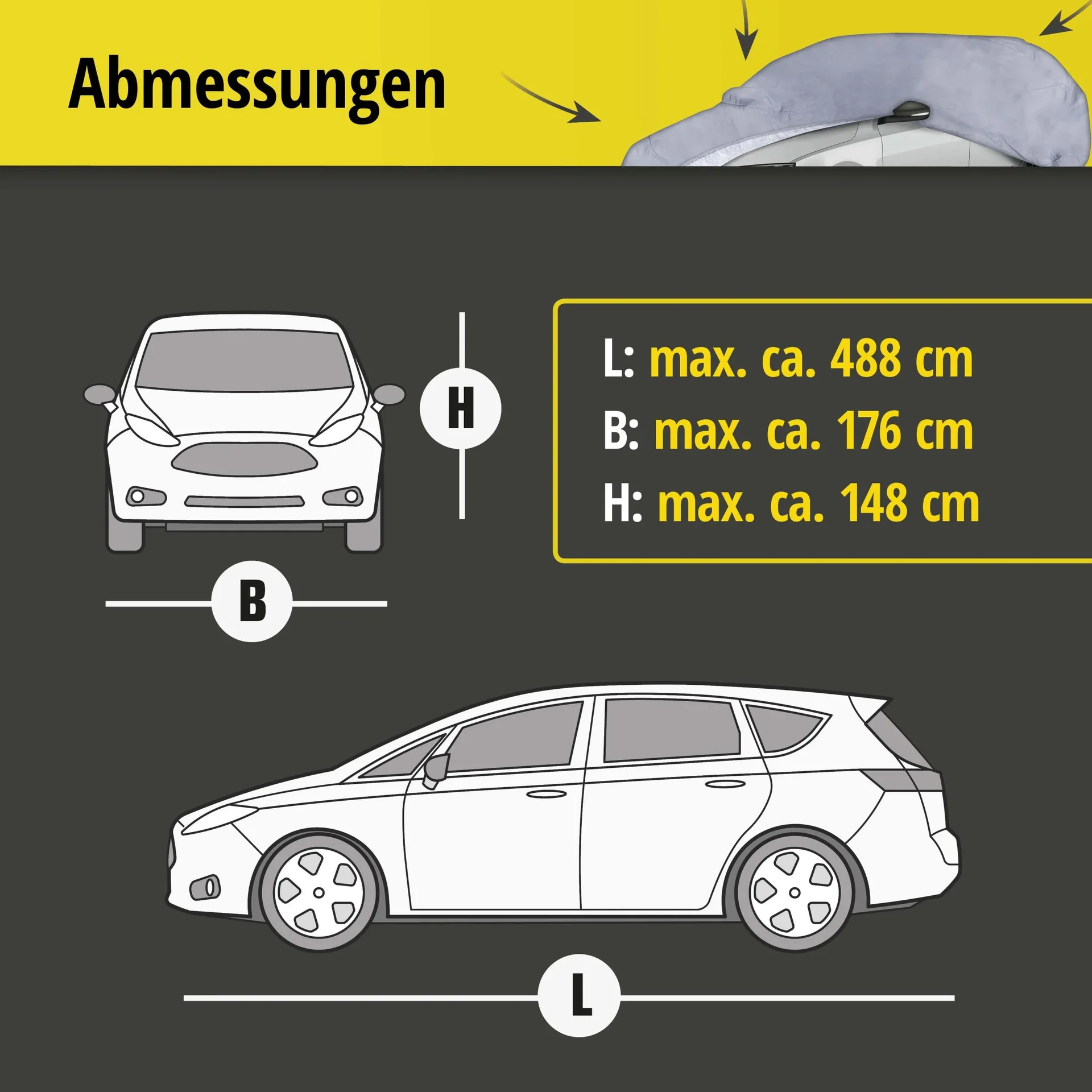 Autoabdeckplane all weather - Größe 7 - 488x176x148cm - PVC beschichtet - 7