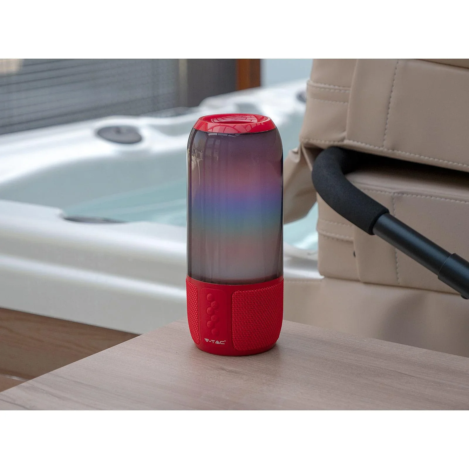 VT-7456 Bluetooth-Lautsprecher mit RGB-Beleuchtung - 2x 3Watt - rot - 0