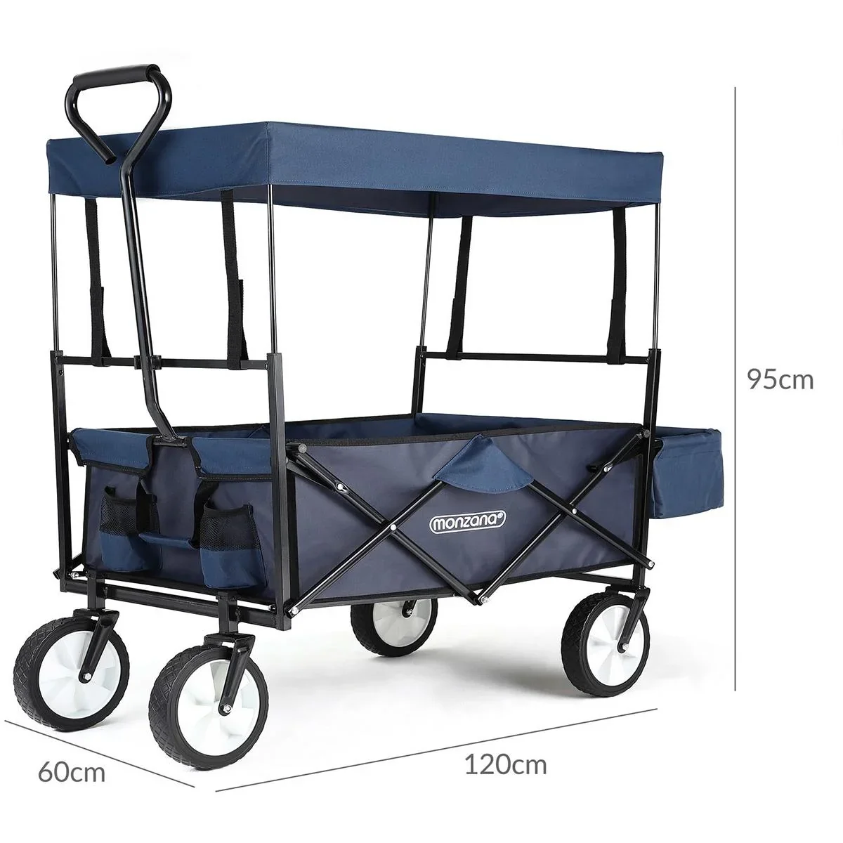 Trolley mit Schattentuch / Regendach - Dunkelblau - Zusammenklappbar - 70 kg / 100L - 0