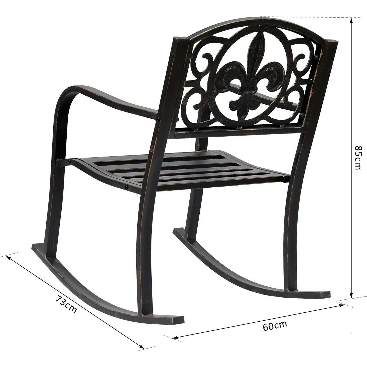 Schaukelstuhl Gartenstuhl antik Metall Bronze - 0
