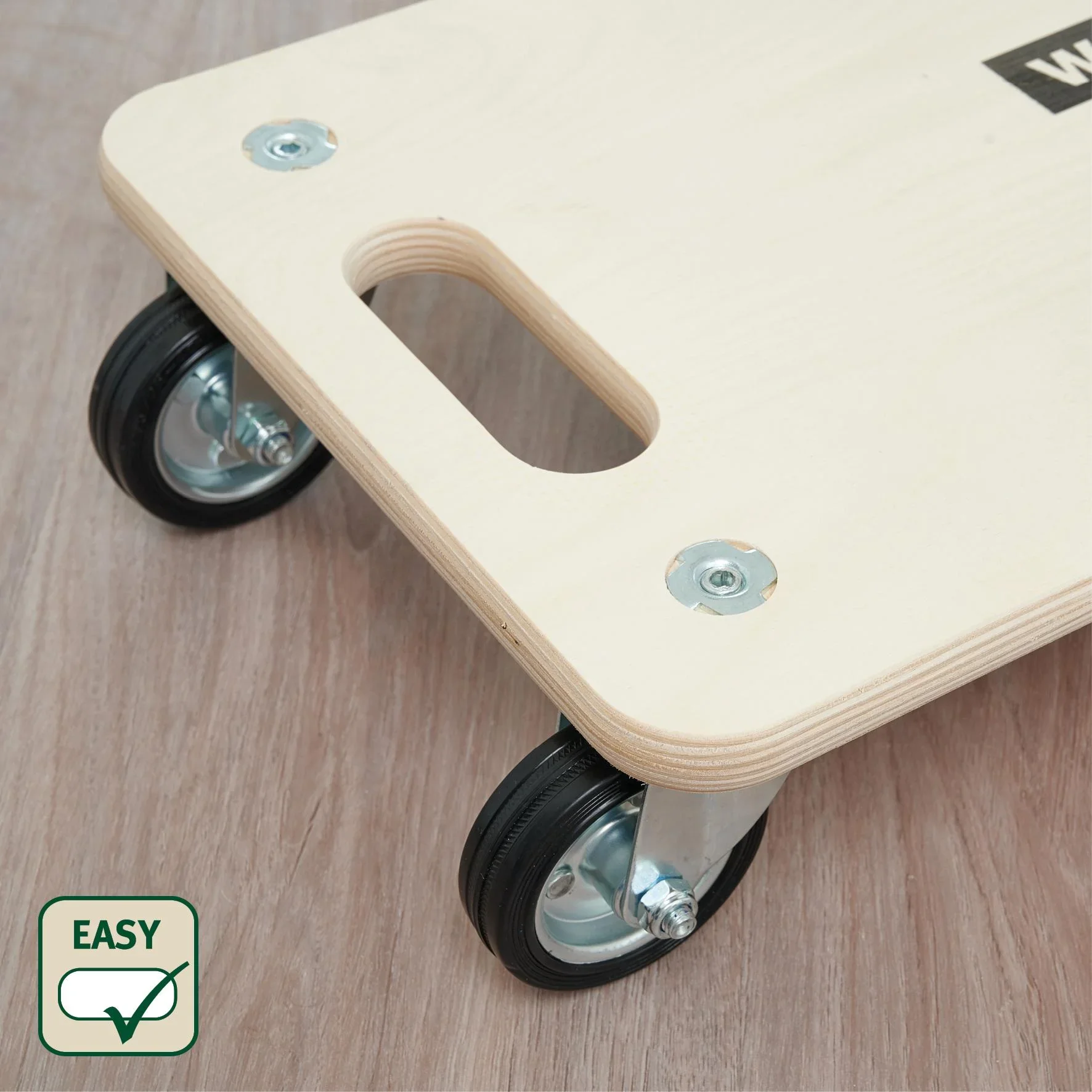 Transporthilfe MM 1327, 59 x 29 x 12 cm, harte Rollen Ø 75 mm, Rollenlager, Multiplex Birke FSC®, Tragkraft 300 kg - 6