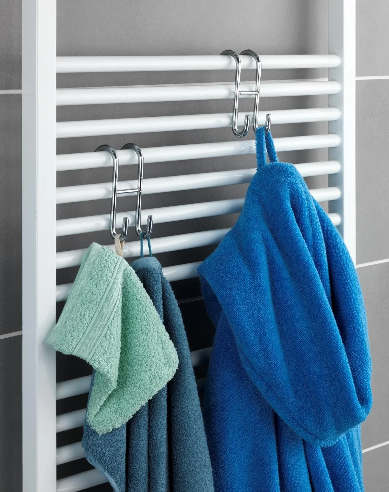 Rundheizkörper-Haken "Duo", Edelstahl, Silberfarben - 1