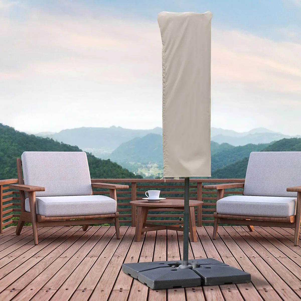 Sonnenschirm Schutzhülle wetterfest khaki - 5