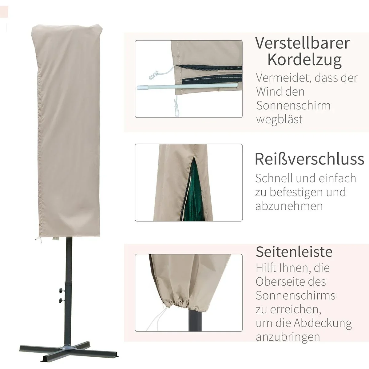 Sonnenschirm Schutzhülle wetterfest khaki - 7